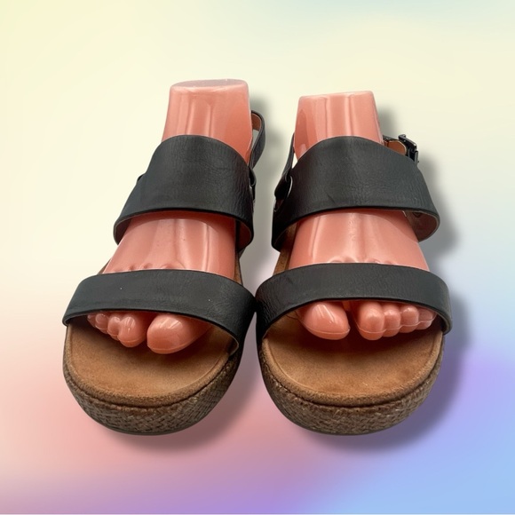 Vionic Women's Louise Raffia Platform Black Sandals Size 8 Wide - Picture 3 of 13